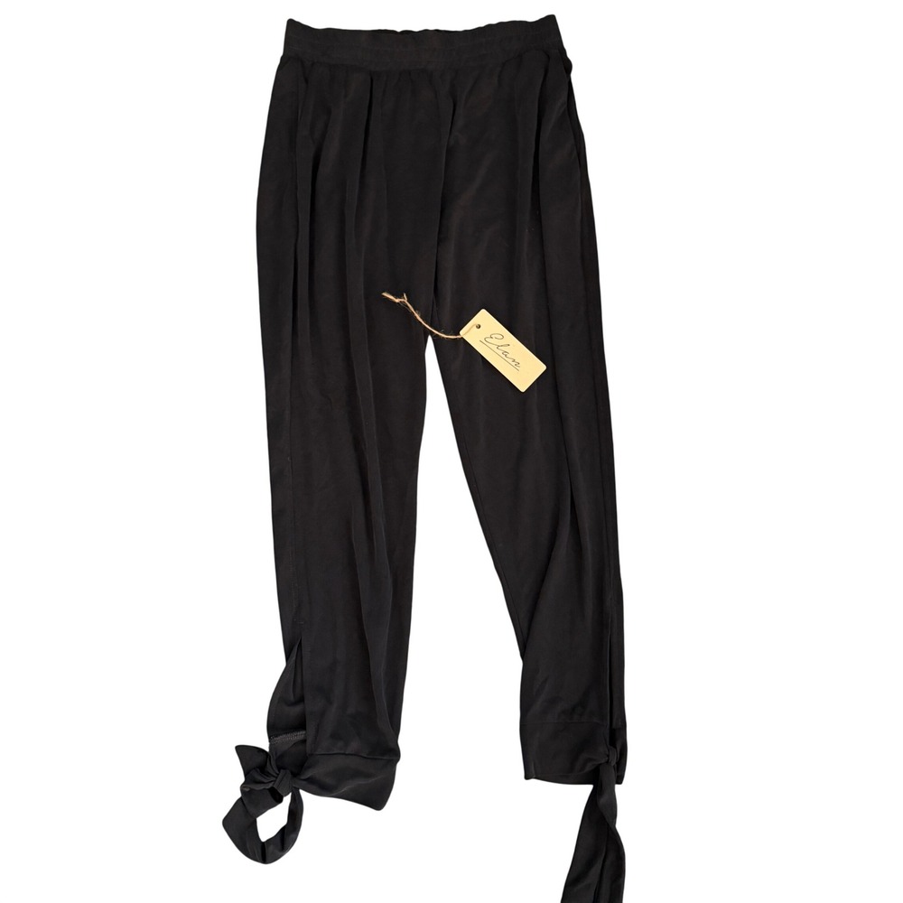 Elan Jogger Pants Womens Medium Black New Tie Cuff Harem Modal PQ2444